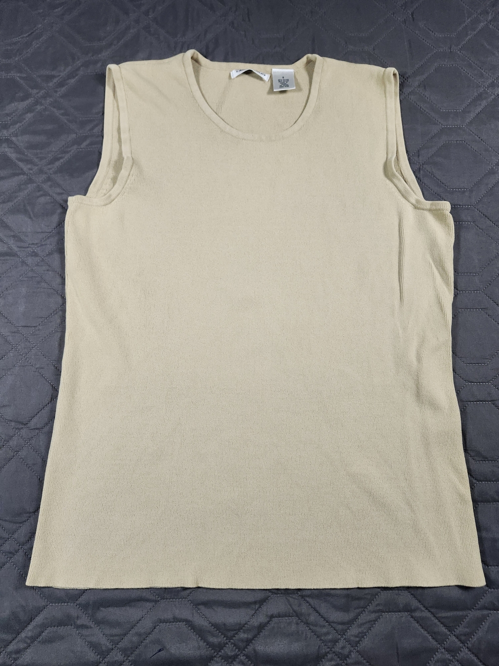Laura Ashley Light Beige Sleeveless Crewneck Tank
